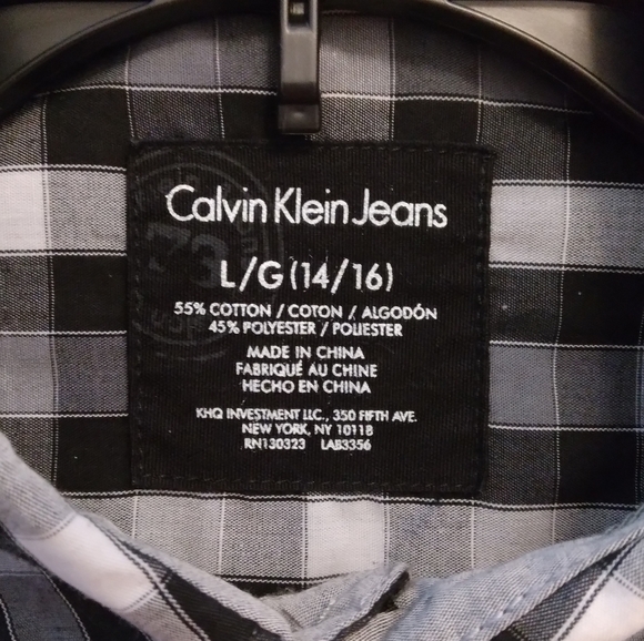 Calvin Klein Boys Large Plaid Button-down Shirt - Picture 2 of 5
